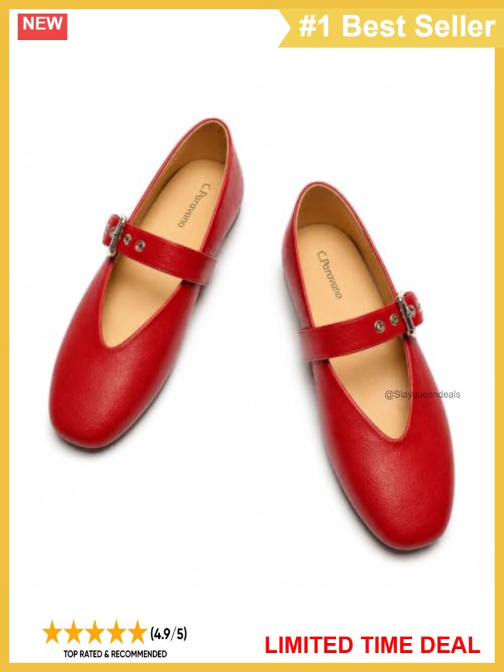 Mary Jane Flats Round Toe Slip On Shoes Lambskin Insole Latex Footbed